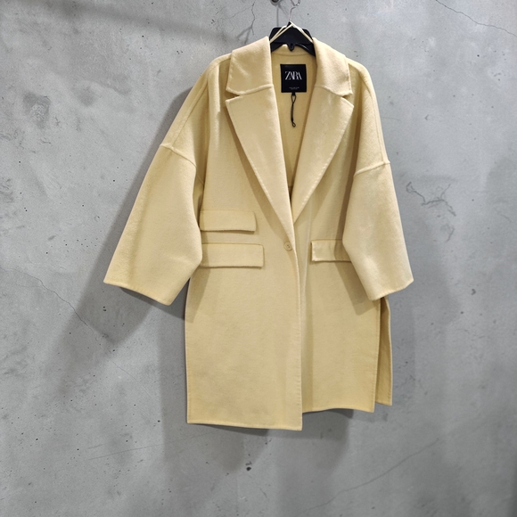 Zara Elegant Light Lemon Yellow Women's Coat - Picture 2 of 4